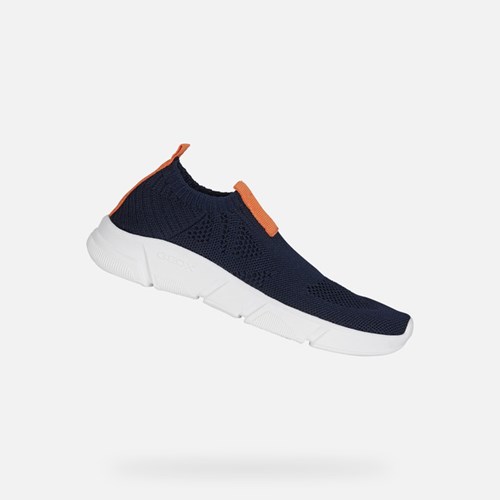 Geox Aril Slip On Jungen Navy Orange | 037682PJF