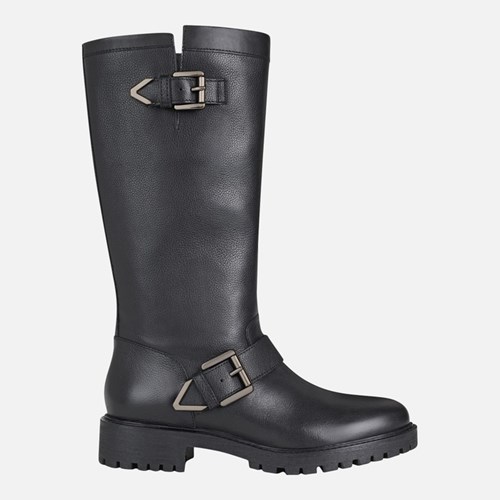 Geox Hoara Biker Boots Damen Schwarz | 864129RMH