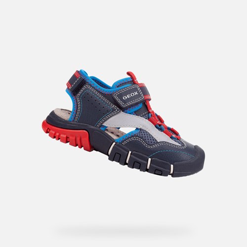 Geox Sandal Dynomix Sandalen Jungen Navy Rot | 864913NCY