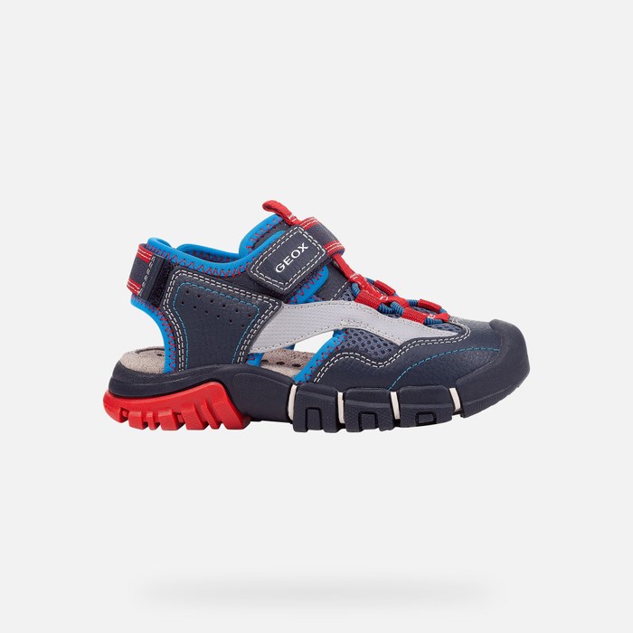 Geox Sandal Dynomix Sandalen Jungen Navy Rot | 864913NCY