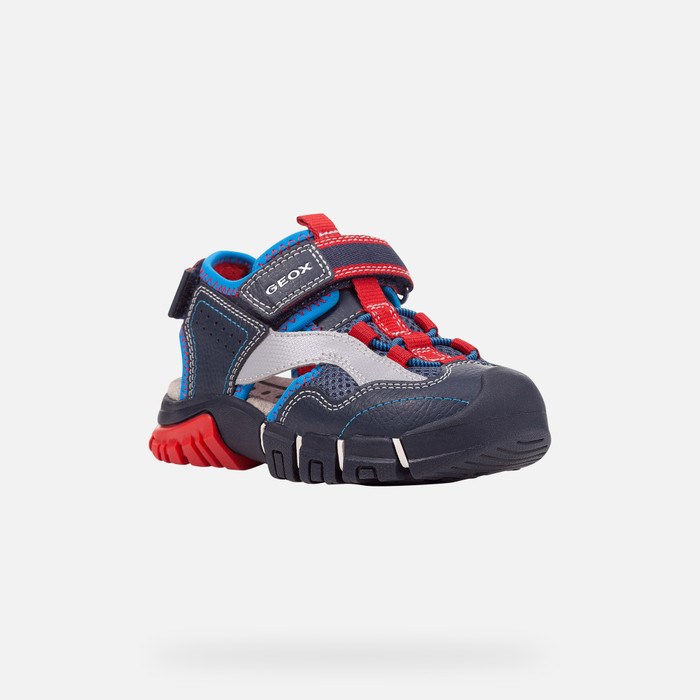 Geox Sandal Dynomix Sandalen Jungen Navy Rot | 864913NCY