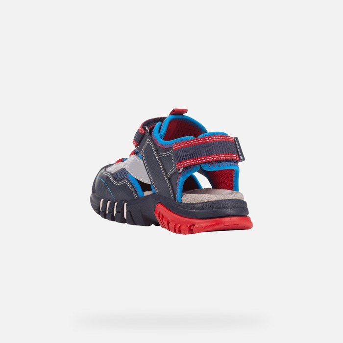 Geox Sandal Dynomix Sandalen Jungen Navy Rot | 864913NCY