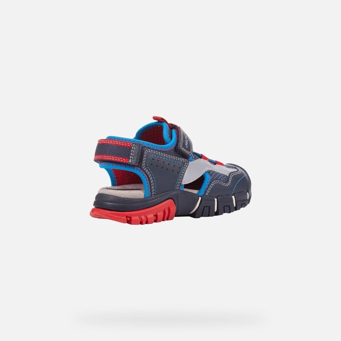 Geox Sandal Dynomix Sandalen Jungen Navy Rot | 864913NCY